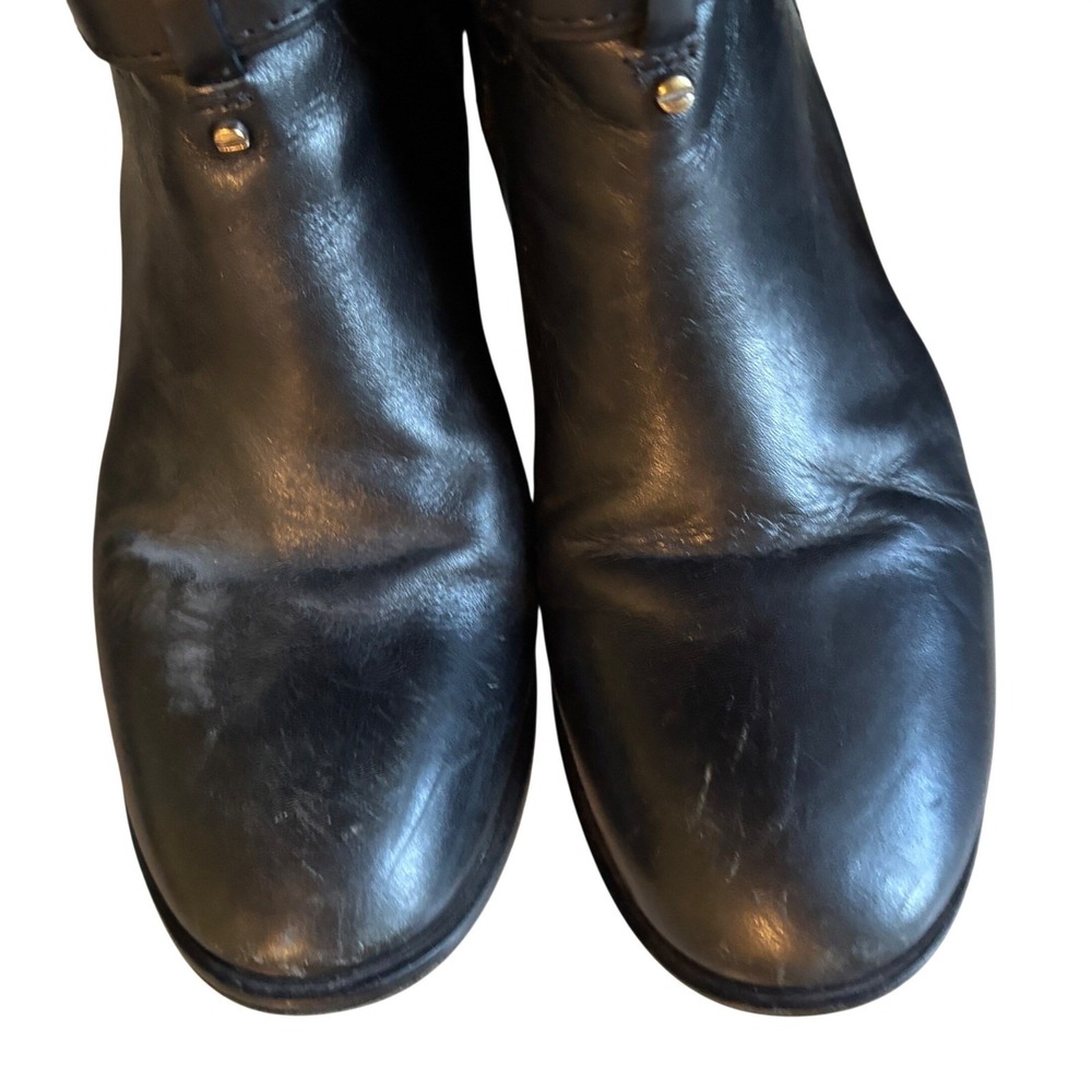 Tory Burch Black Leather Knee High Boots Side Zip Buckle Detail Size 8.5M - Picture 6 of 10